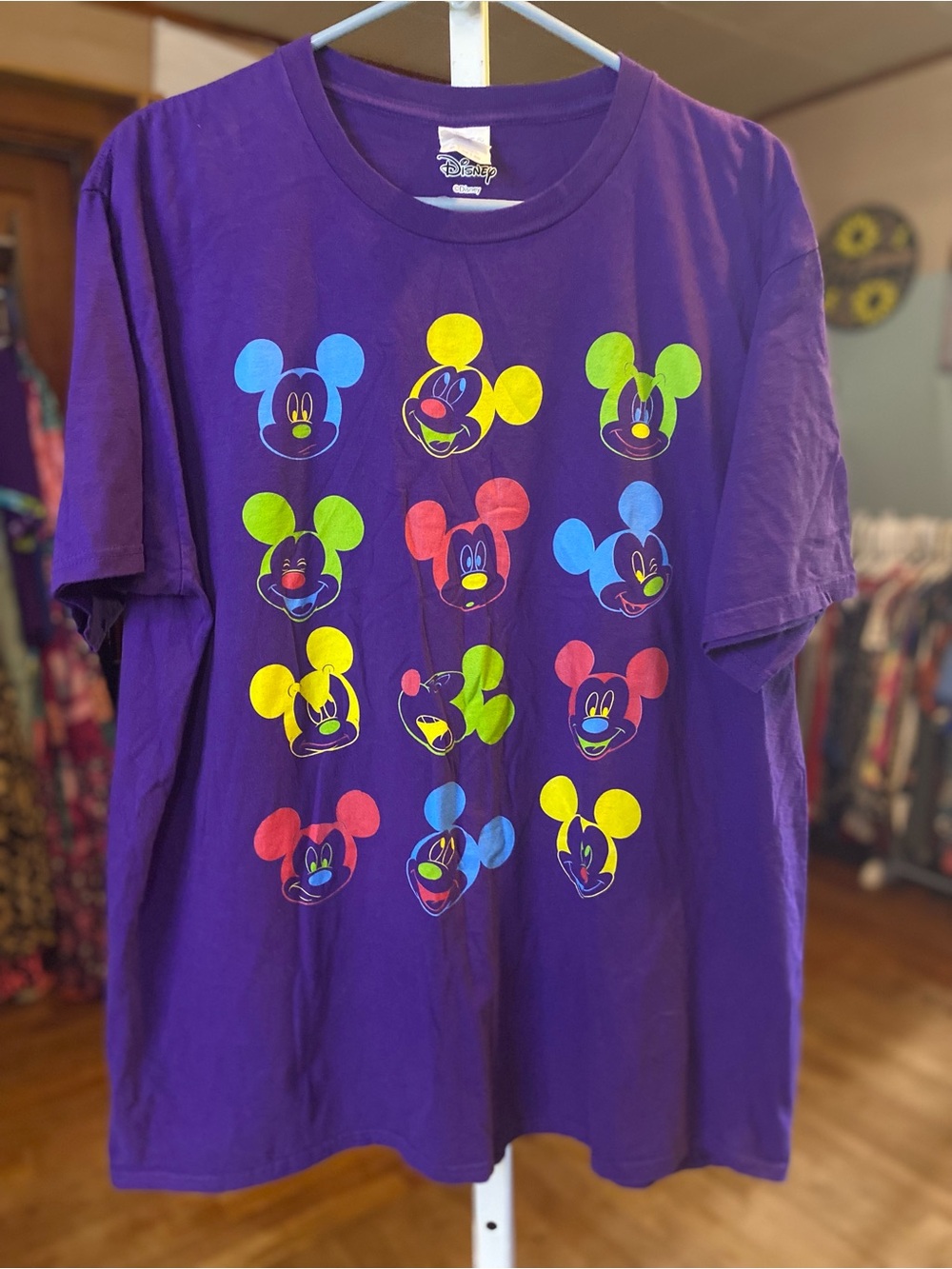 Disney Purple Tee with Multicolor Mickey Heads